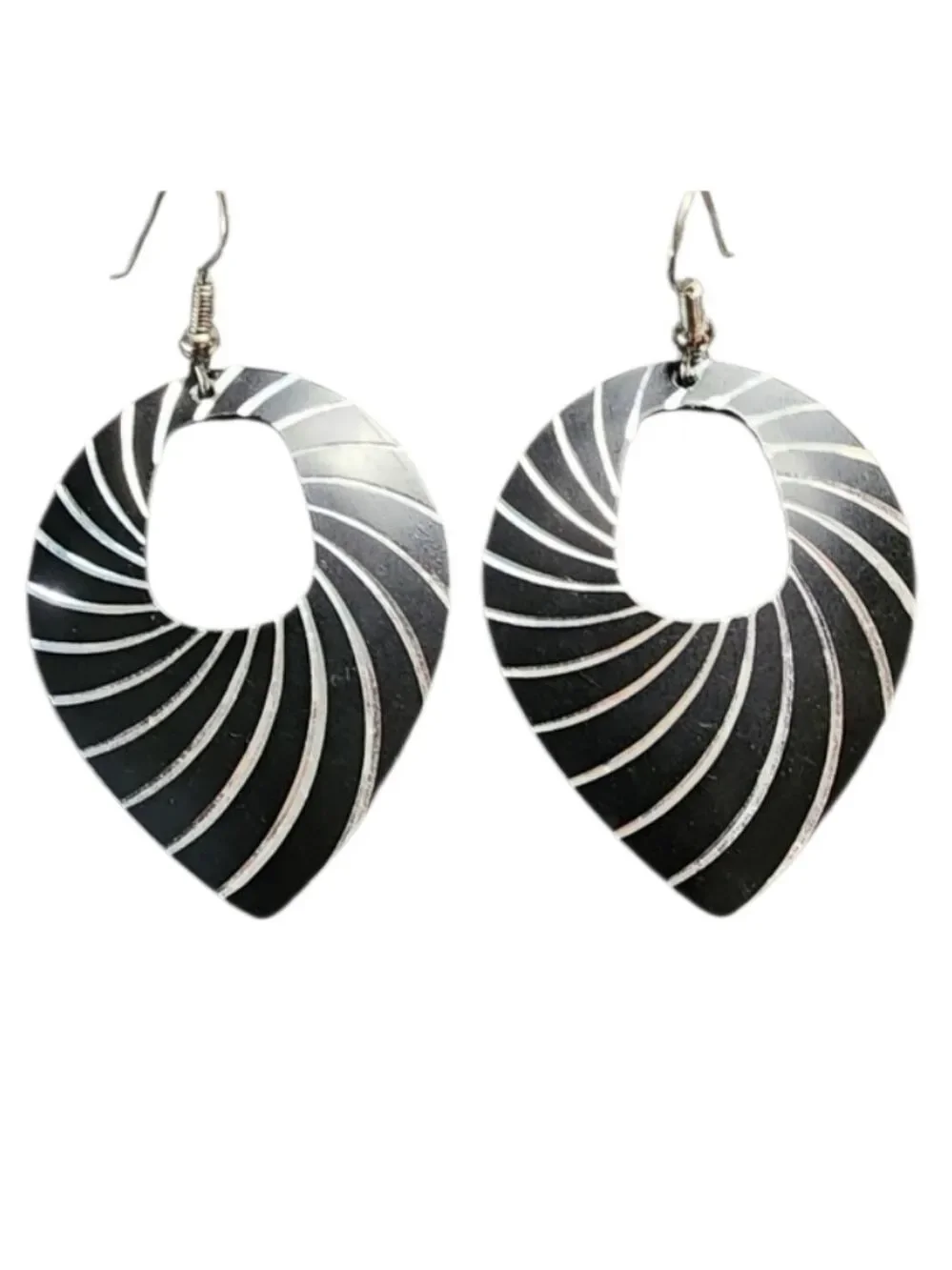 Black Silver Swirl Earrings